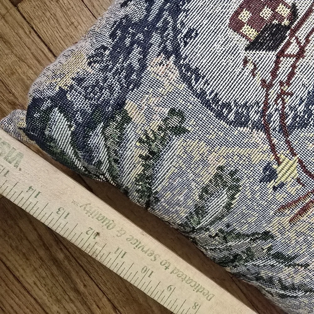 Tapestry Throw Pillow Snowman Birdhouse Christmas 15